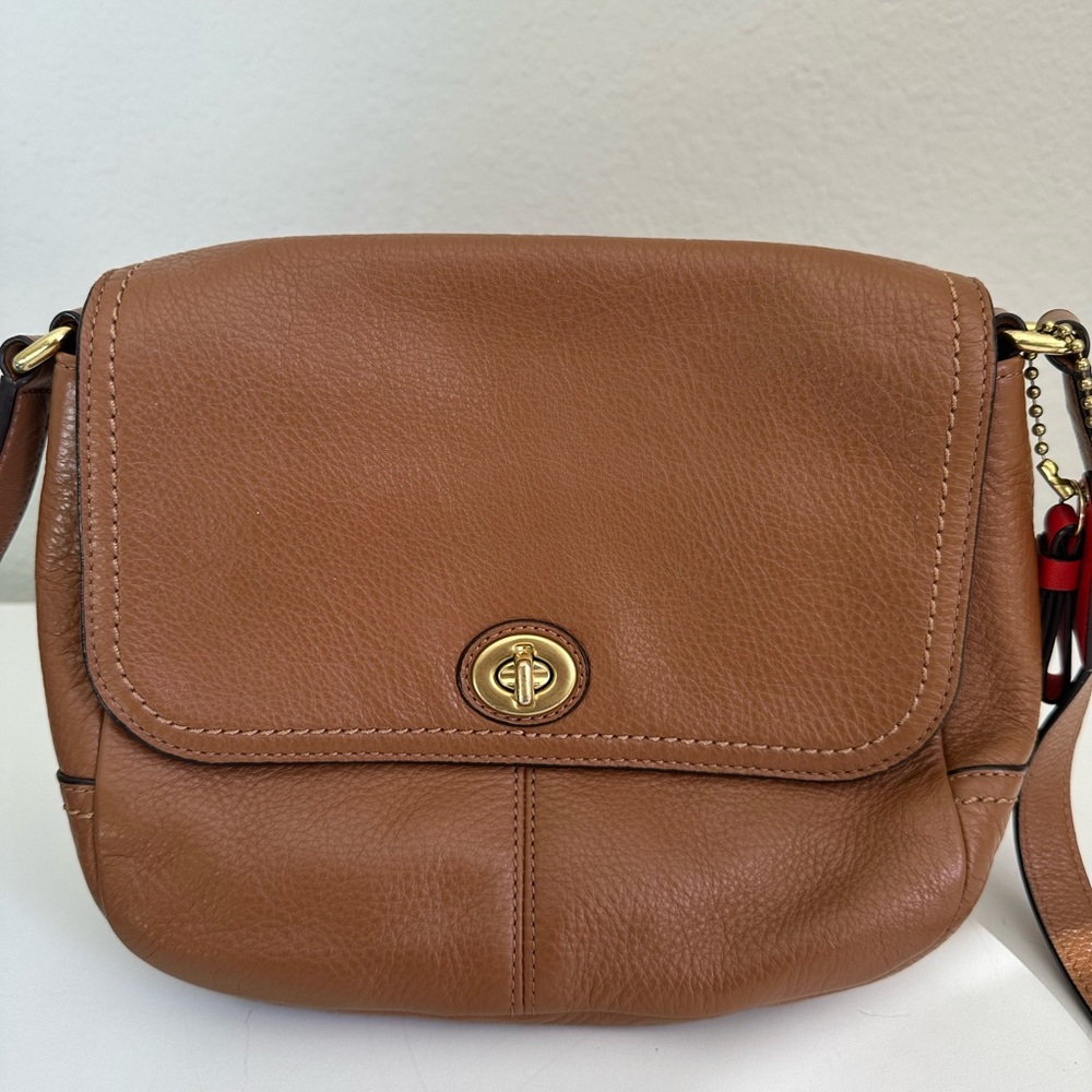 Coach Brown Leather Crossbody Bag with Gold Accents